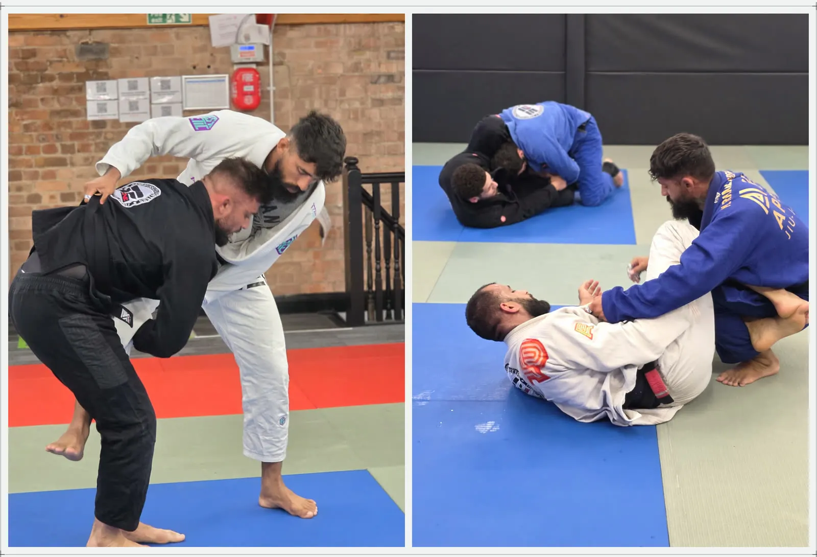 Adults training jiu-jitsu in the gi